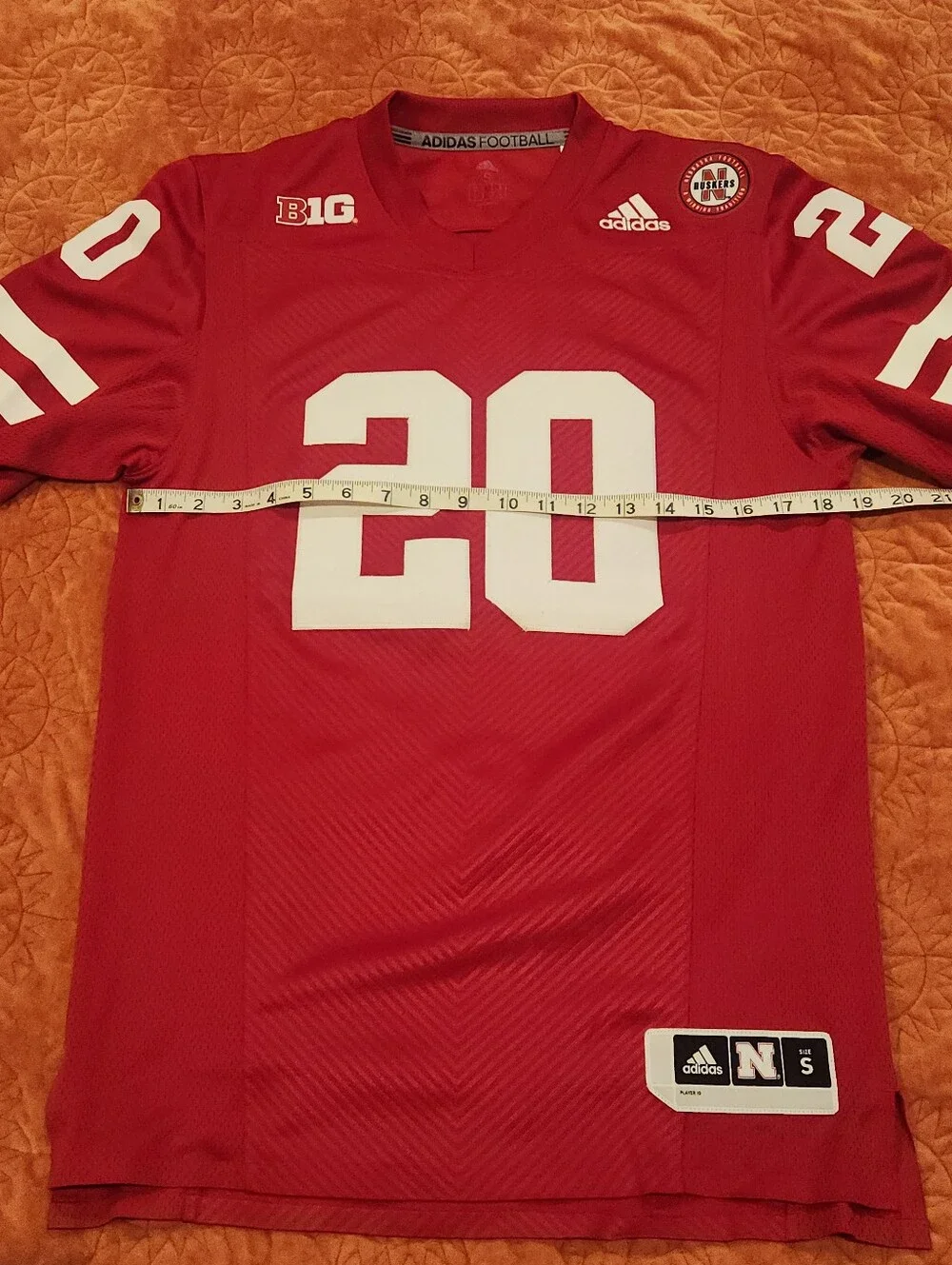 Nebraska Cornhuskers Adidas Big10 Jersey sz Small #20 Huskers Big Ten Football